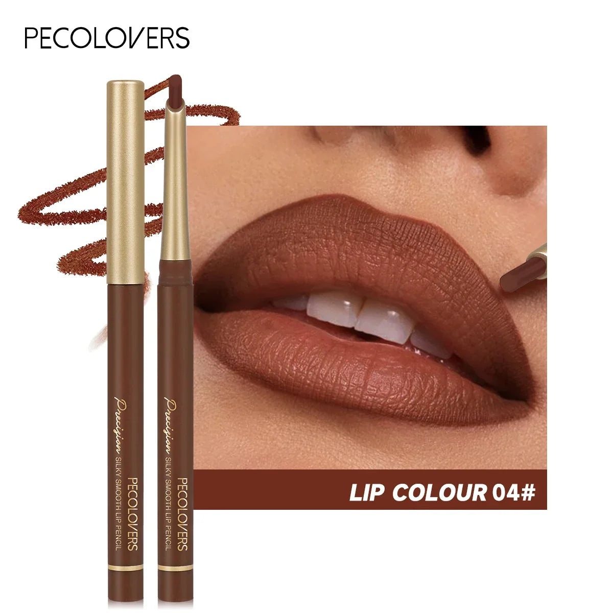 Blushimmer matte 6-color lip liner pencils with bevel tips for natural lip contour and nude brown lipstick makeup.