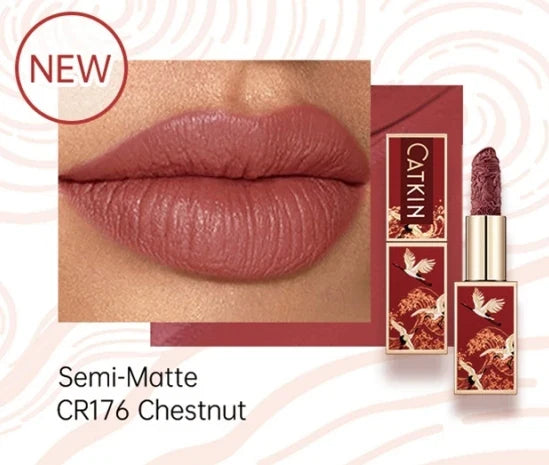 Blushimmer CATKIN velvet matte lipstick tube with hydrating satin finish and smooth creamy texture, 3.6g.