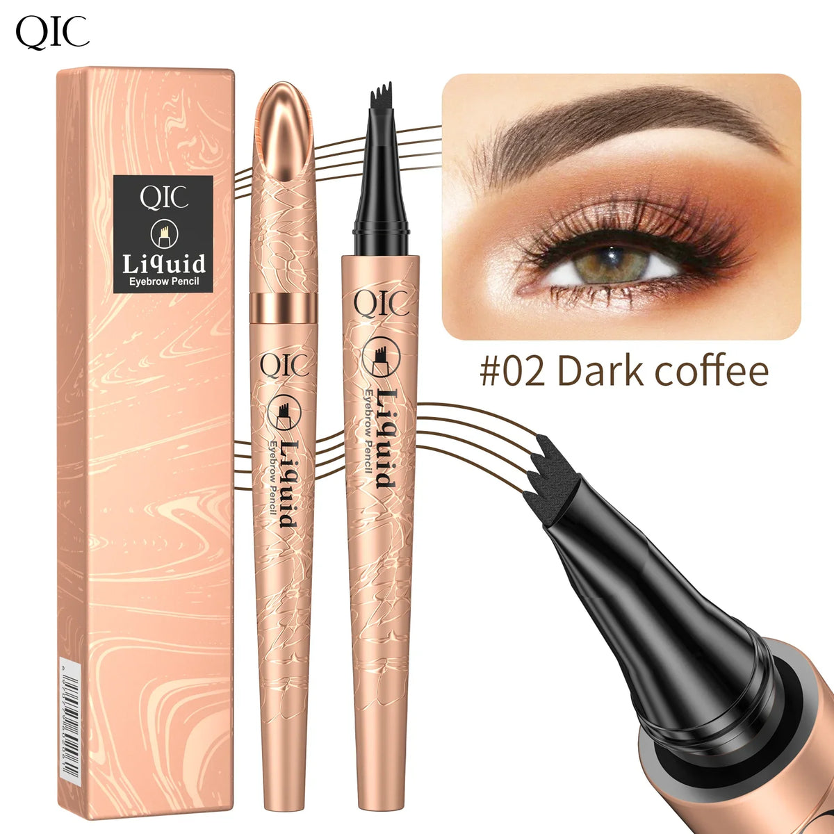 Blushimmer waterproof liquid eyebrow pencil with 4-tip microblade design, long-lasting, smudge-proof, natural-looking brow pen.