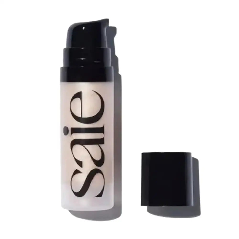 Blushimmer Saie highlighter and liquid blusher gel with a luminous, watery shine for brightening and smoothing skin.