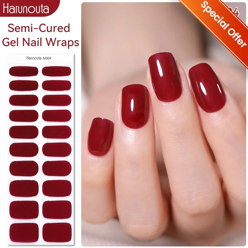 Blushimmer gradient French semi-cured gel nail stickers with full cover nail gel polish wraps and press-on decals for manicures.