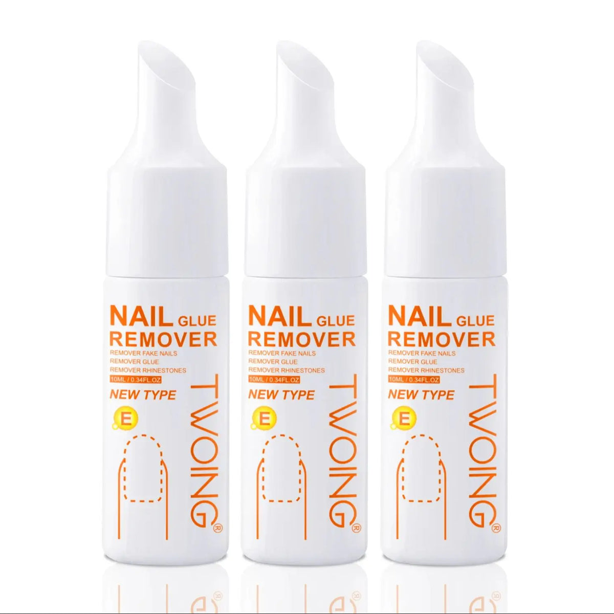 3 bottles Nail Glue Remover for Fake Nails Easily Removes Acrylic Nails, Press-On Nails & Rhinestones - Convenient Prying Cap