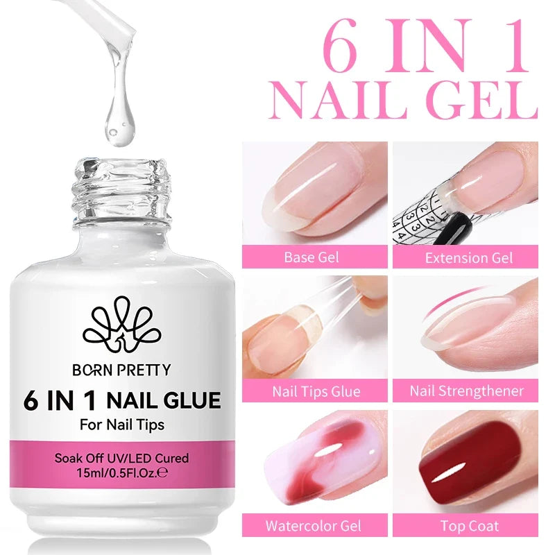 Blushimmer Born Pretty Milky Jelly Rubber Base Gel in nude for gel nail polish, self-leveling semi-permanent UV gel, 15ml bottle.