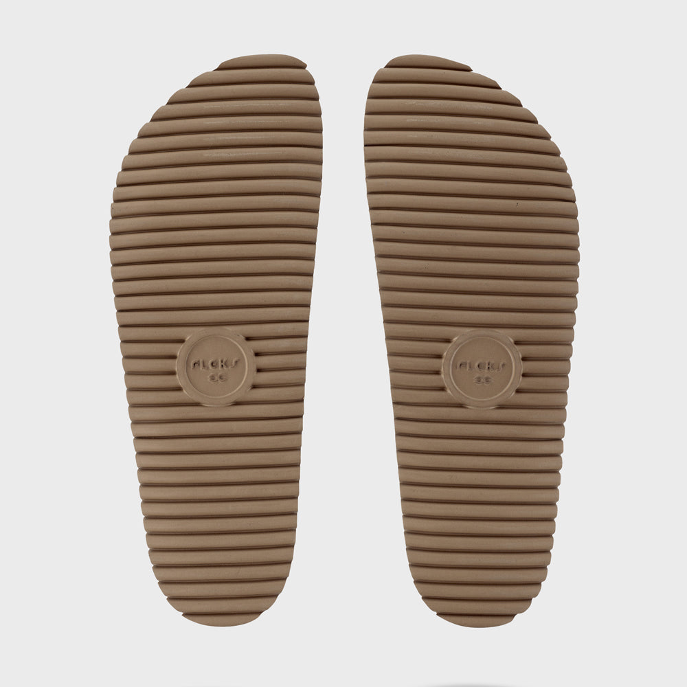 Fleks San Ysidro Slide in forest green with textured outsole, casual slip-on sandal for comfortable summer wear.