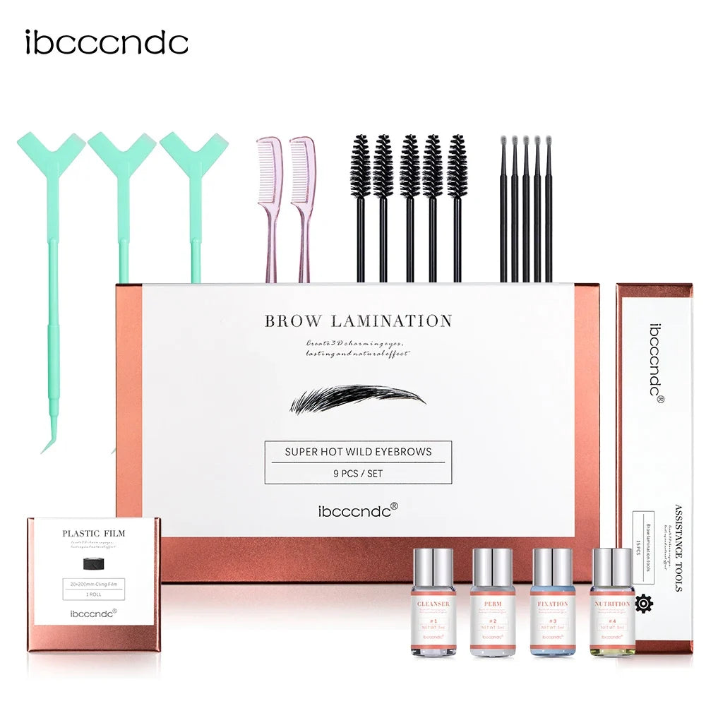 Blushimmer brow lamination kit with keratin perming lotion, cling film, and tools for brow lifting and shaping at home