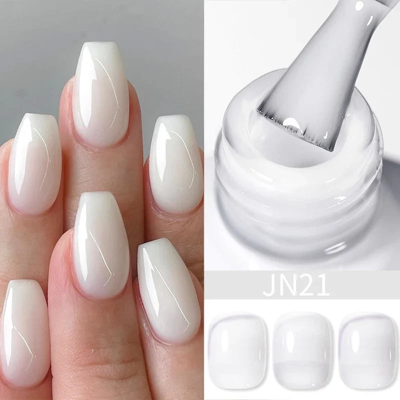 Blushimmer Born Pretty Jelly Nude Gel Nail Polish in light pink peach, 10ml, translucent UV cure gel for DIY nail art at home