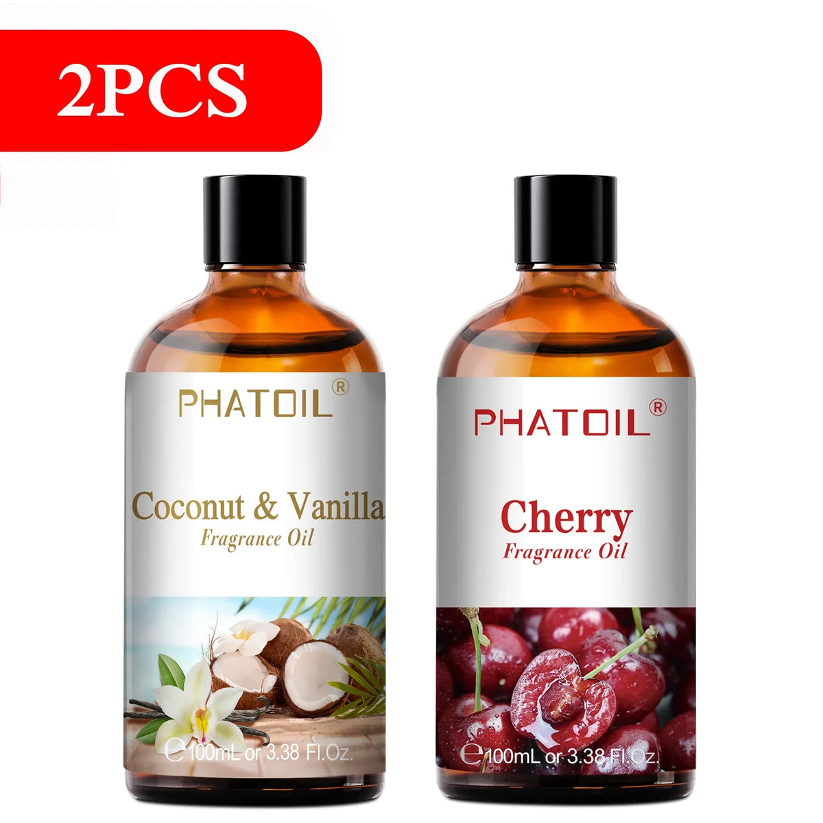 Blushimmer PHATOIL 100ml aromatherapy fragrance oil set with coconut, vanilla, strawberry, cherry, lemon for diffusers and candle making