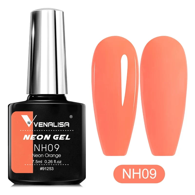 Bright neon pink gel nail polish by Blushimmer, featuring UV and LED soak-off gel lacquer for vibrant summer nail art.