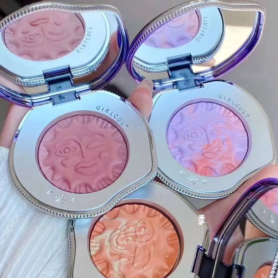 Girlcult Blushimmer emotional blush face highlighter with matte shimmer, pressed powder for cute Korean makeup look.