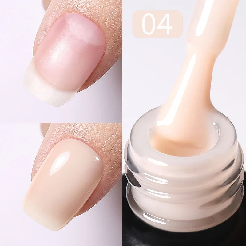 Blushimmer Born Pretty 15ml jelly nude rubber base gel in natural milky white, semi-permanent, self-leveling UV and LED gel varnish.