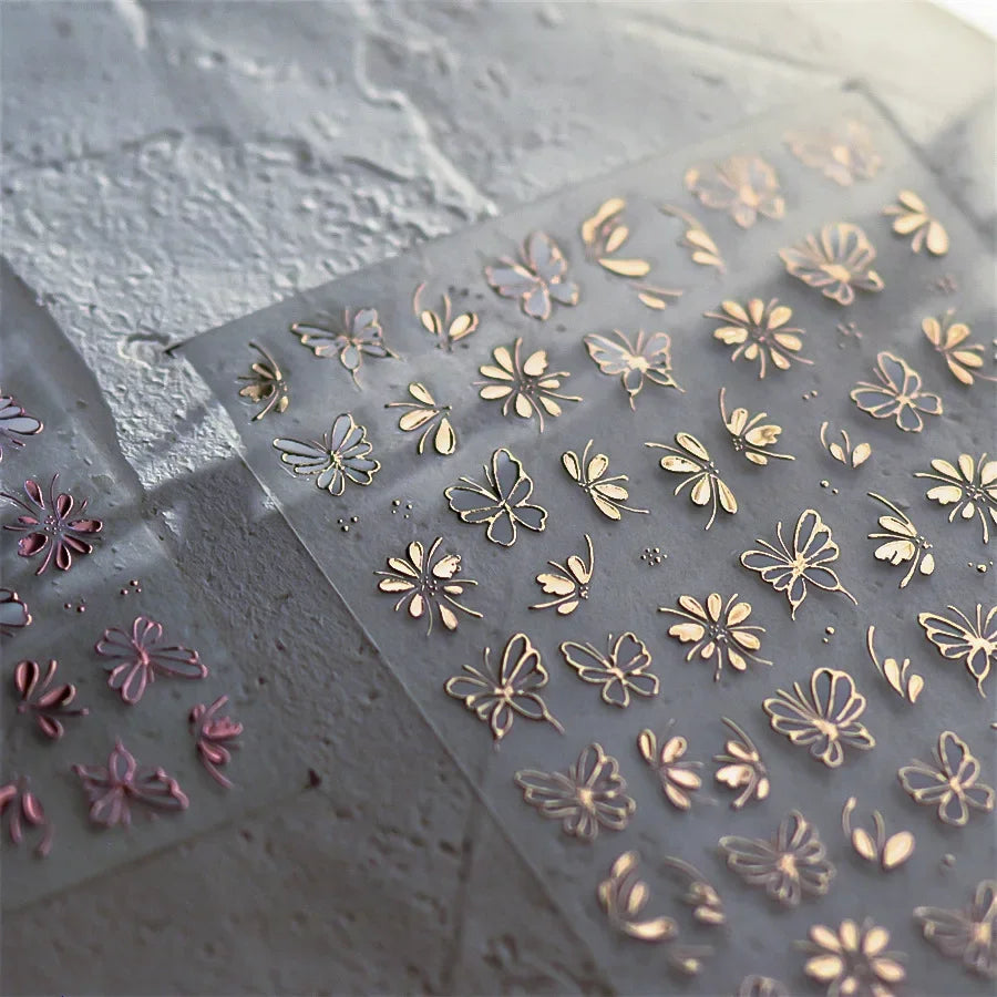 Close-up of Blushimmer Jelly Butterfly 5D nail art sticker with rhinestones and shiny insect design for DIY manicure decoration.