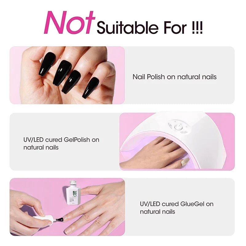 Blushimmer RSNAIL 100ml nail glue remover for press-on, gel, acrylic, and fake nails, with a clear gel texture in a small bottle