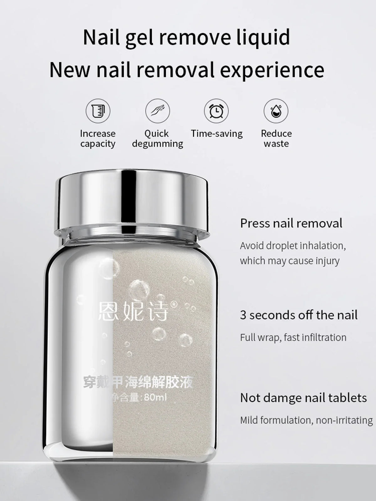 Blushimmer 80ml Magic Fast Nail Gel Polish Remover with UV soak-off for semi-permanent nail art removal and manicure tools