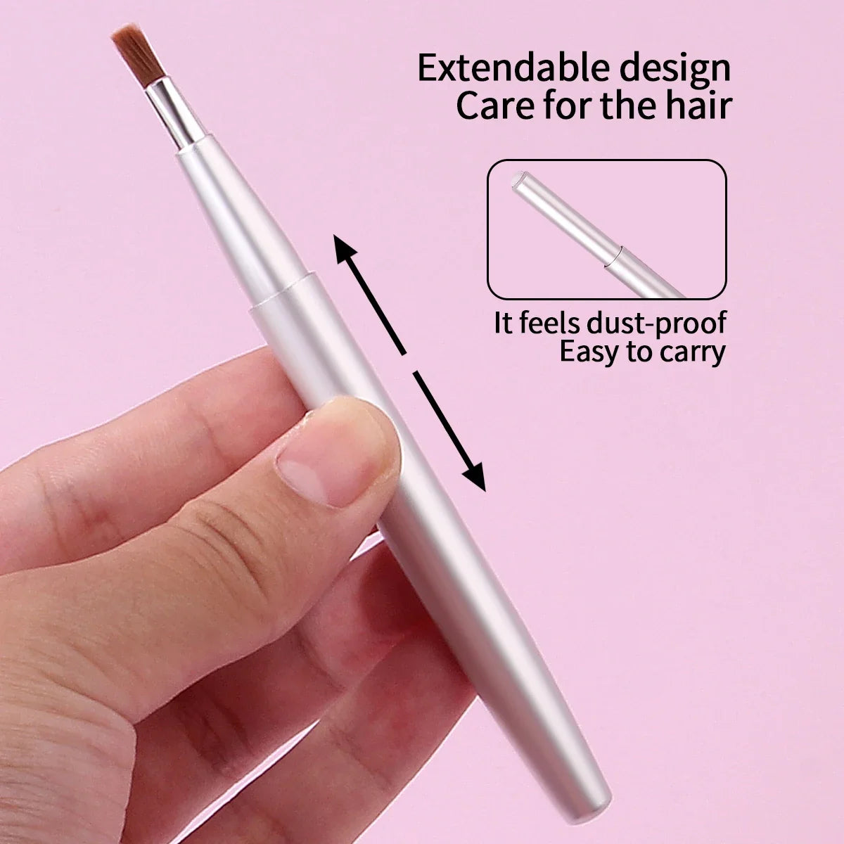 Blushimmer 2pcs telescopic lip brush set with round heads, portable design, ideal for lipstick application and lip liner.