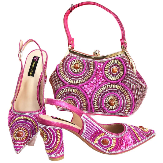 Elegant Italian women's pointed shoes and matching bag set by EdleessFashion, featuring luxurious design and sophisticated style.
