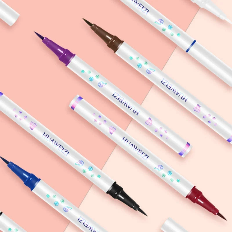 Red matte liquid eyeliner pen by Blushimmer, waterproof and long-lasting, with a sleek applicator tip for precise lines.