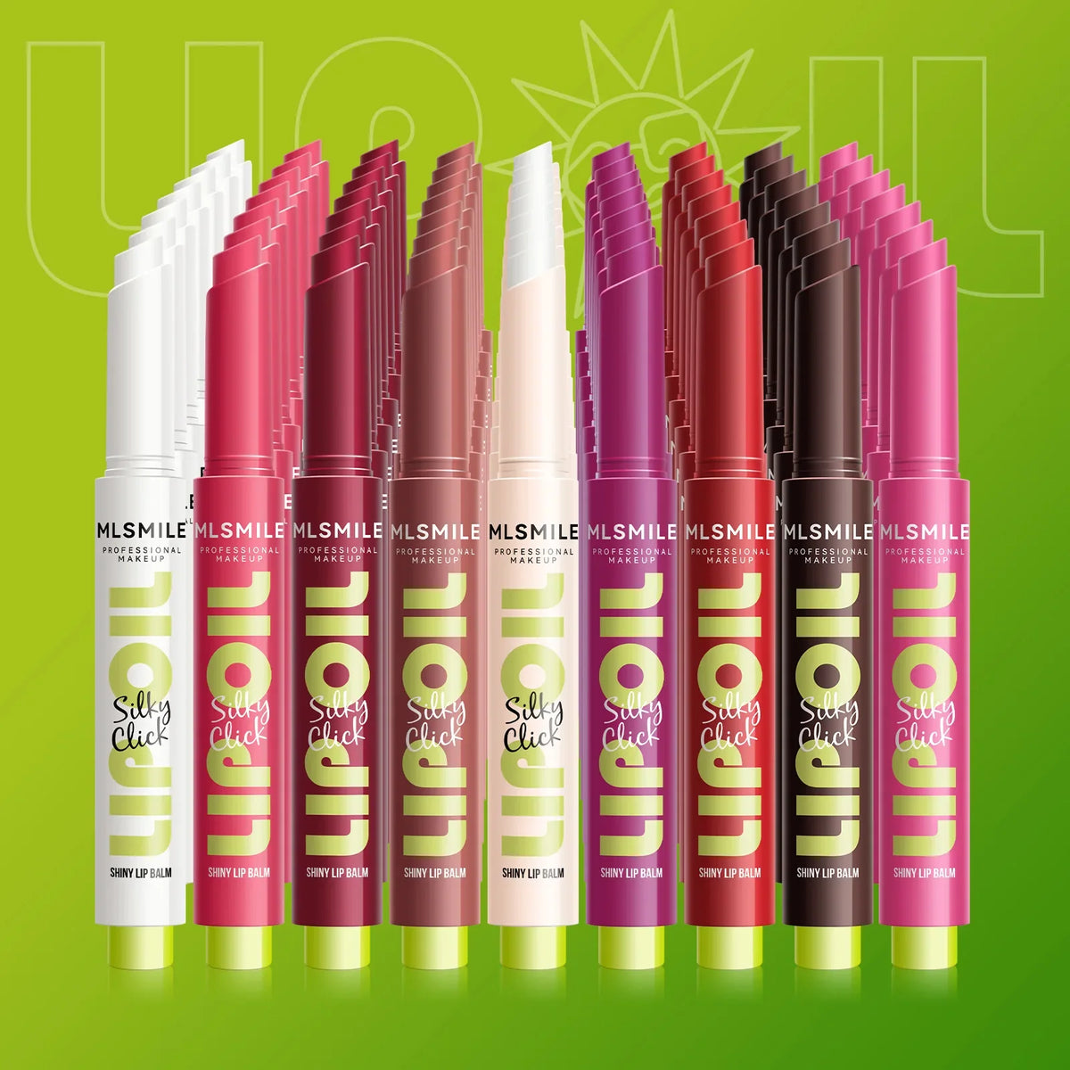 Blushimmer Silky Click Lip Care hydrating solid lip gloss in multicolor with mirror shine and long-lasting radiant finish.