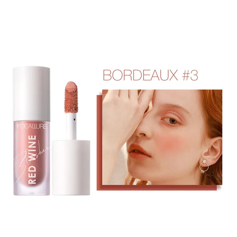 Blushimmer FOCALLURE liquid blusher with four natural shades, long-lasting matte finish, for a Korean makeup look.