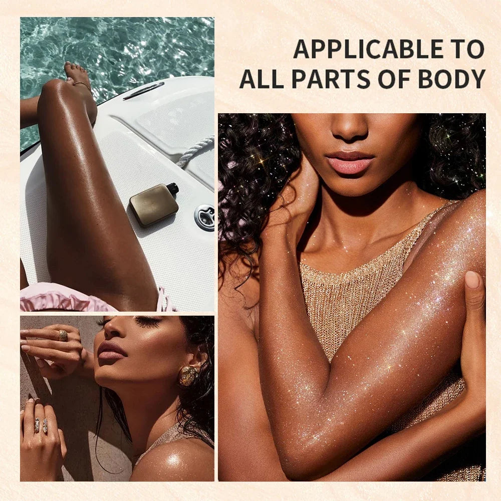 Liquid body highlighting shimmer oil makeup 4 Color Glitter Spray Oil Lotion glow cosmetics Glow Body Glitter Spray Oil Lotion