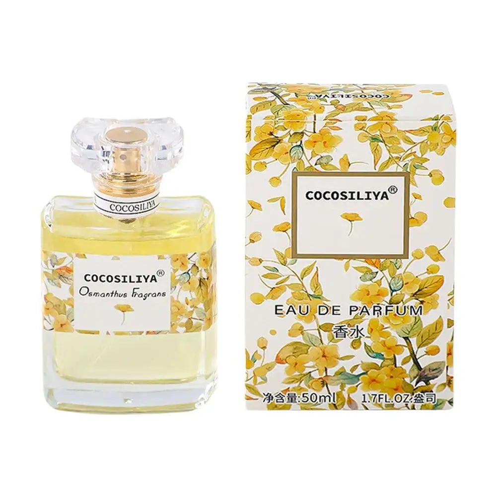 Blushimmer COCOSILIYA women’s perfume bottle with floral scent, featuring osmanthus, rose, lavender, and gardenia notes in a light, fresh design.