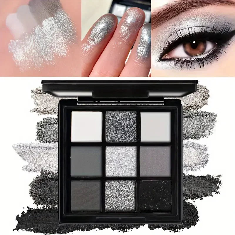 9-Shade Eyeshadow Palette - Black Swan Smoky Glitter & Matte
