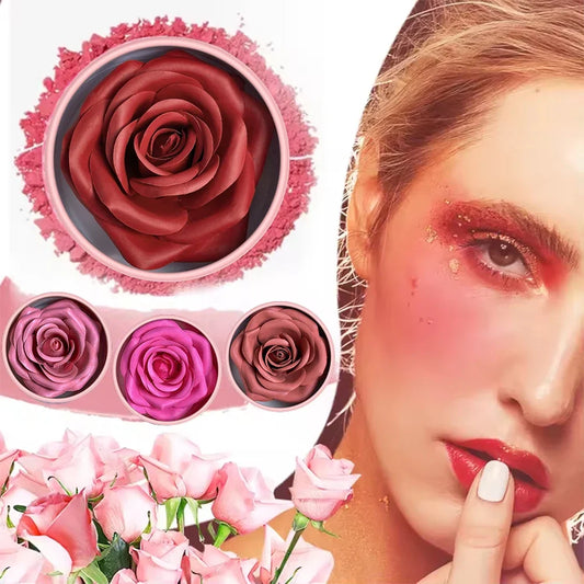 Blushimmer 2-piece Petal Blush Palette set with brush, high-gloss contouring cream and rouge for women’s beauty makeup.