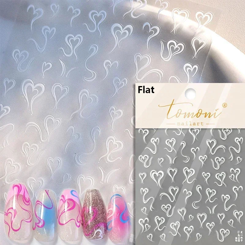Colorful Cat's Eye 5D gradient European love heart gem nail art stickers by Blushimmer, featuring geometric wing crystals for manicure decoration.
