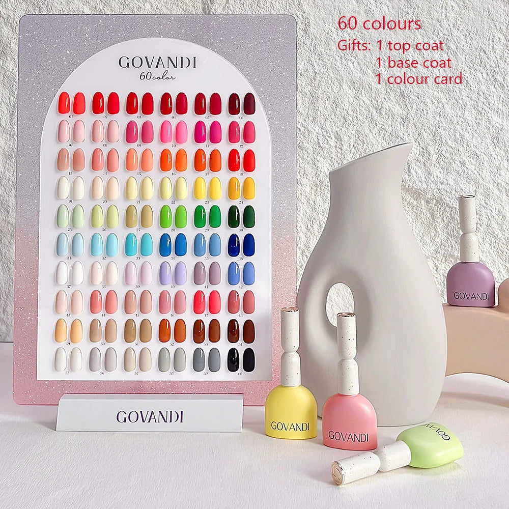 Blushimmer 60-color Korean Loverly Macaron Gel Polish set with 15ML bottles, UV gel enamel, and color card for manicure salon use