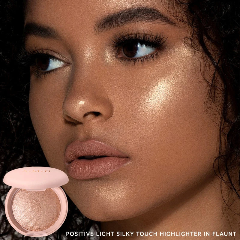 Blushimmer waterproof highlighter powder with shimmer for face, eyes, cheeks, body, and hair, showcasing a luminous, glittery finish.