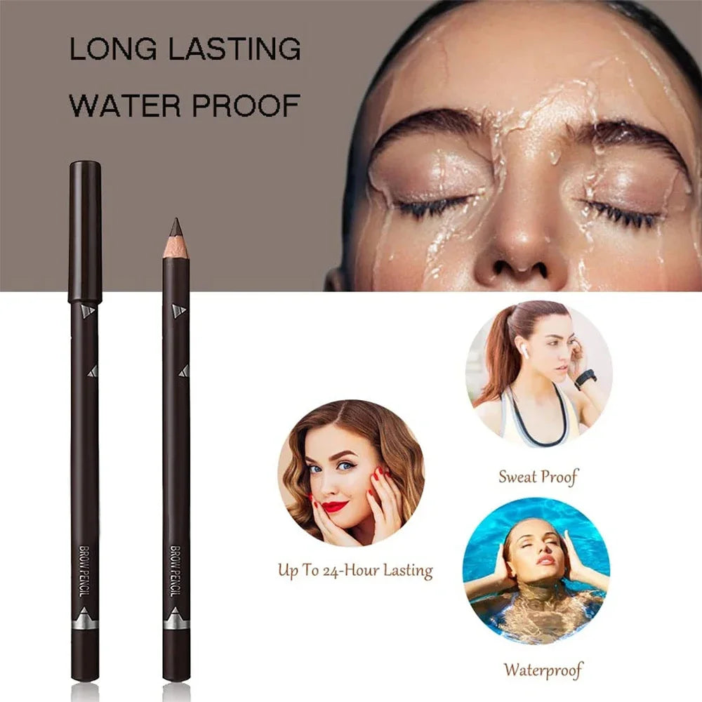 Set of 6/12 waterproof eyebrow pencils by Blushimmer, featuring natural black and brown shades for easy, professional eye makeup.