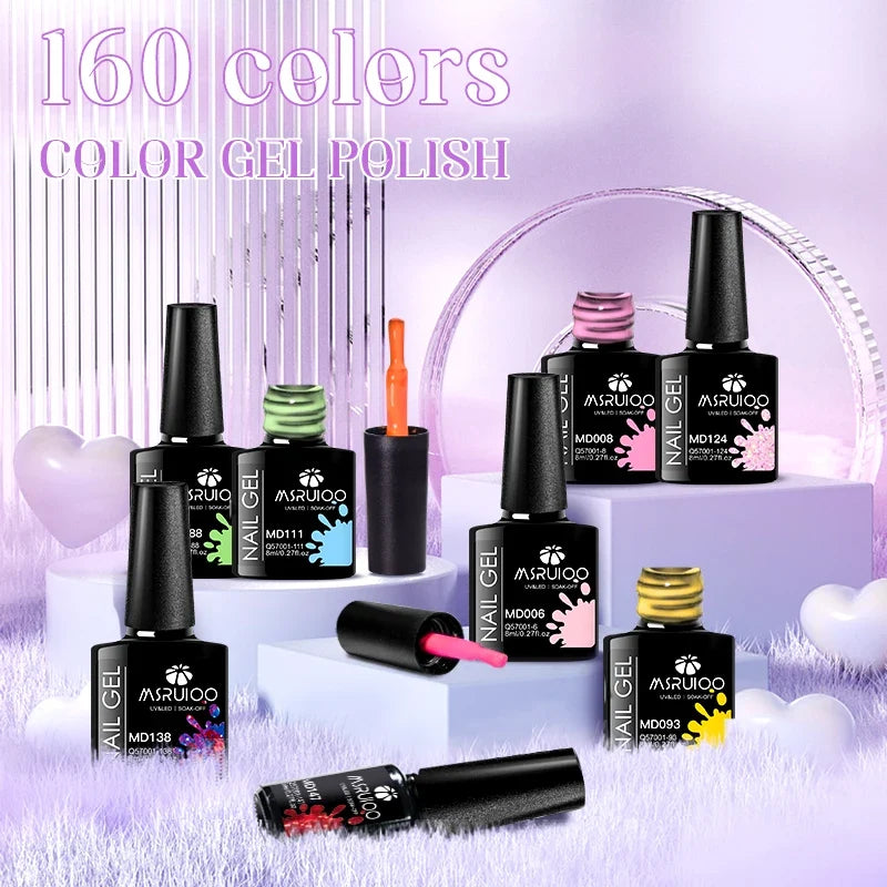 Blushimmer 6-piece nail gel polish set with vibrant, semi-permanent UV gel for all-season manicures and nail art design.