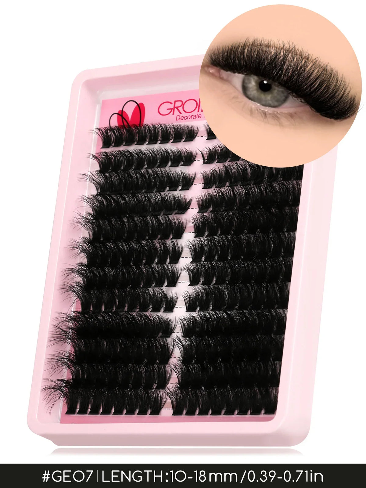 Blushimmer Groinneya Lashes Clusters, fluffy wispy cat-eye eyelash extensions for DIY makeup application.