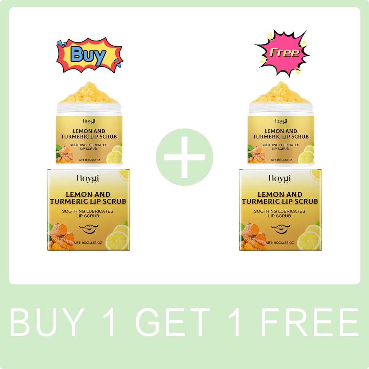 Blushimmer turmeric lip scrub with exfoliating texture, moisturizing and nourishing lip care for chapped lips and fading lip lines.