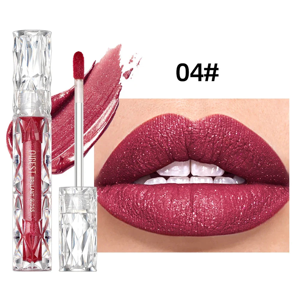 Blushimmer QIBEST 10-color matte and shiny glitter liquid lipstick with waterproof, long-lasting glossy finish on lips.