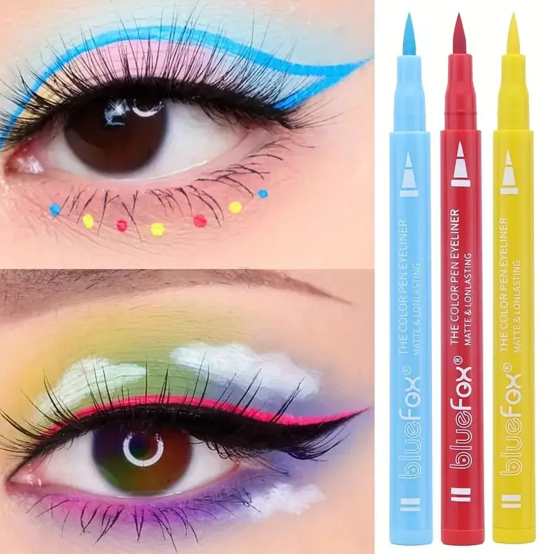 12-color waterproof liquid eyeliner and face paint pen set by Blushimmer, featuring vibrant colors and precise applicators.