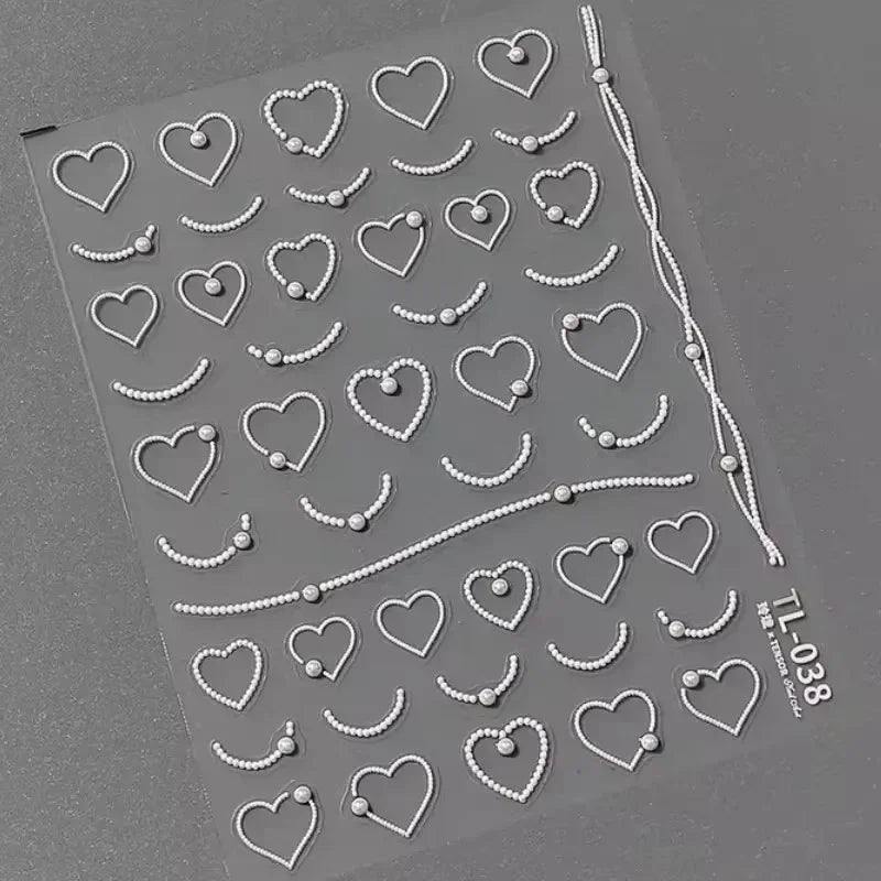 Colorful Cat's Eye 5D gradient European love heart gem nail art stickers with wing design, self-adhesive manicure decals by Blushimmer.