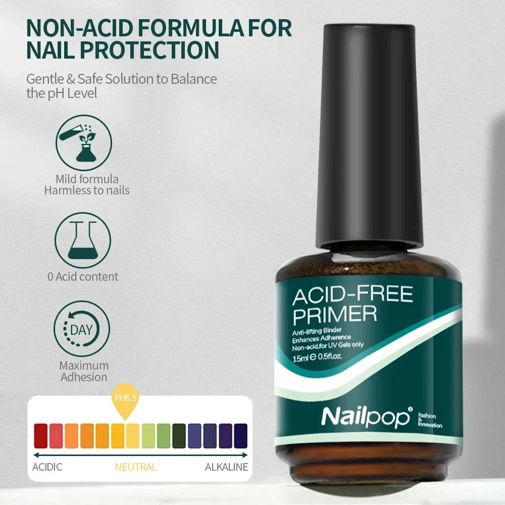 Blushimmer Nailpop Nail Dehydrator and Primer set for acrylic and UV gel nails, acid-free natural nail prep with fast-drying, superior bonding