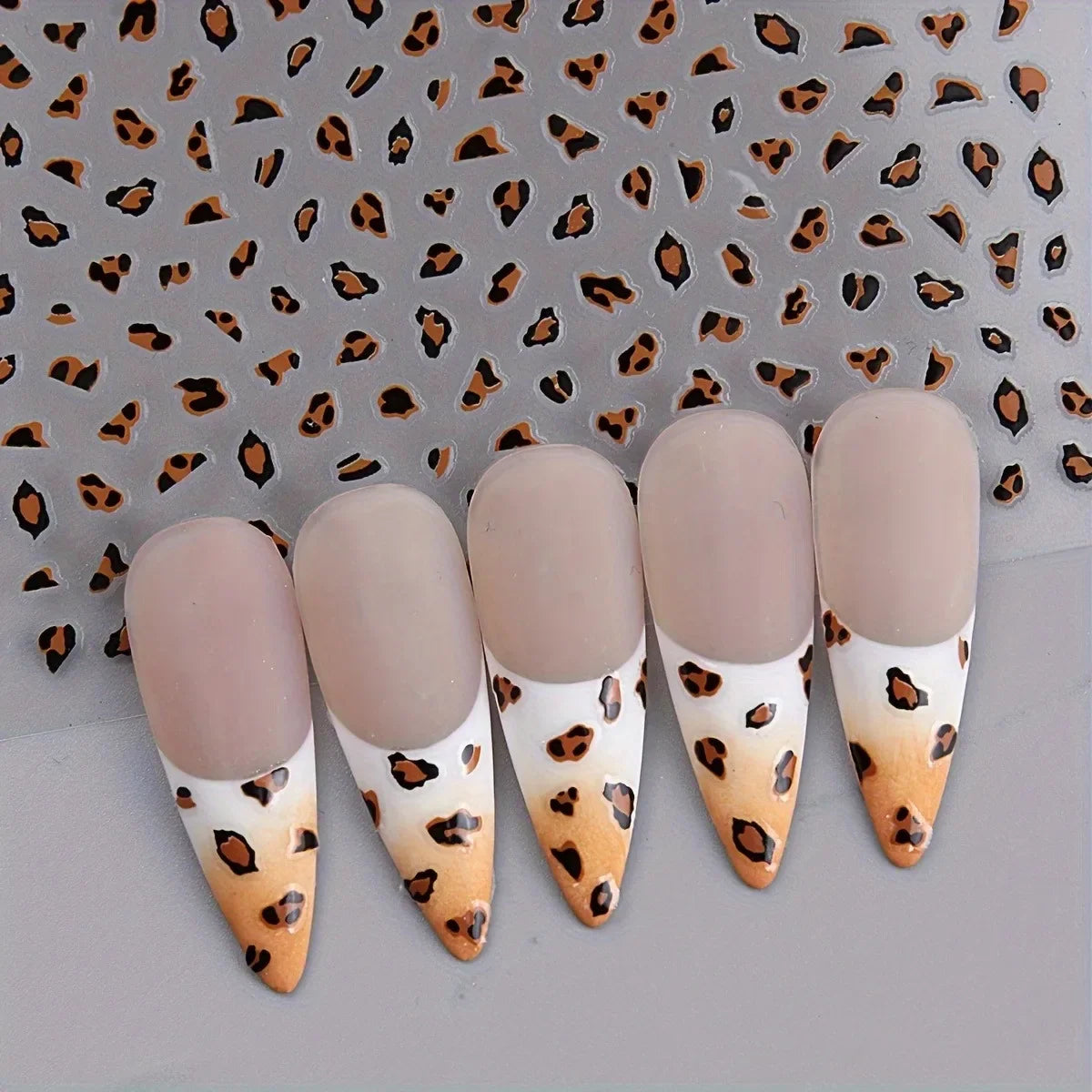 Blushimmer 3-pack leopard print nail stickers for DIY nail decoration, perfect for gifts, parties, and wedding makeup styling.