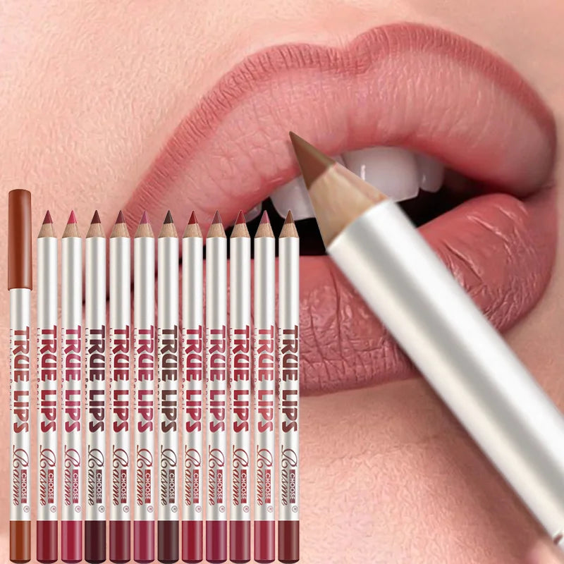 Set of 12 Blushimmer long-lasting lipsticks with professional lip liner pencils and matte lip glosses for women.