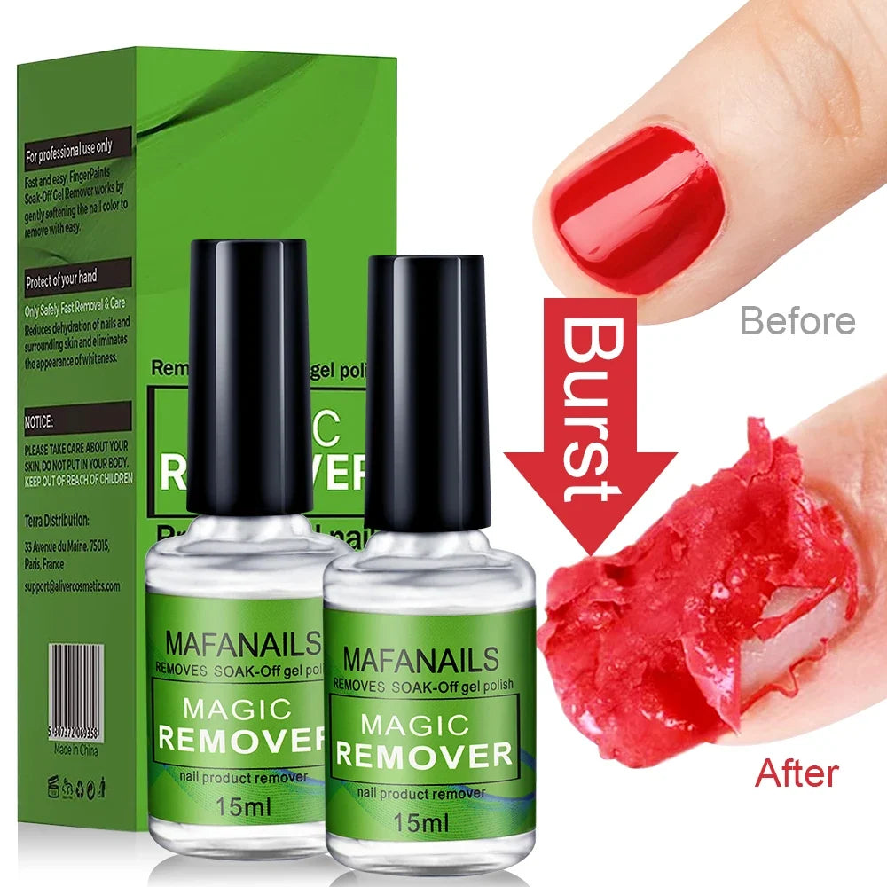 Blushimmer 15ml nail gel remover soak-off bottle for quick, easy gel polish removal with non-irritating formula