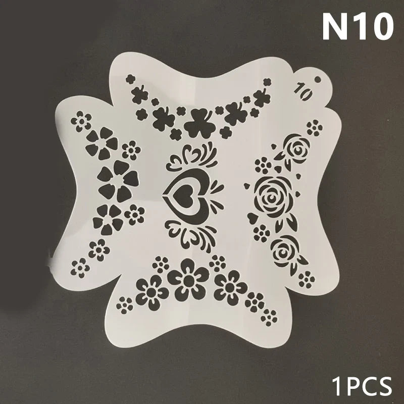 Reusable Blushimmer body painting stencils with face art stamps and temporary tattoo templates on plastic sheets.