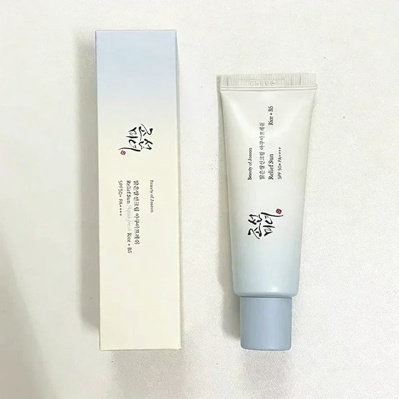 Silcy Skin SPF50+ anti-UV sun block facial sunscreen with rice probiotic formula, 50ml, for face and body protection from the sun.