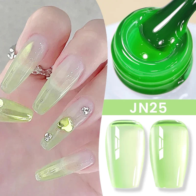 Blushimmer Born Pretty Jelly Nude Gel Nail Polish in light pink peach, translucent UV cure gel for DIY nail art at home