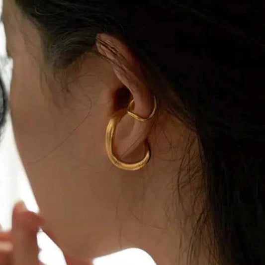 MAIDEN-ART punk irregular geometric ear cuff earrings for women, non-piercing metal ear clip fake cartilage jewelry for parties