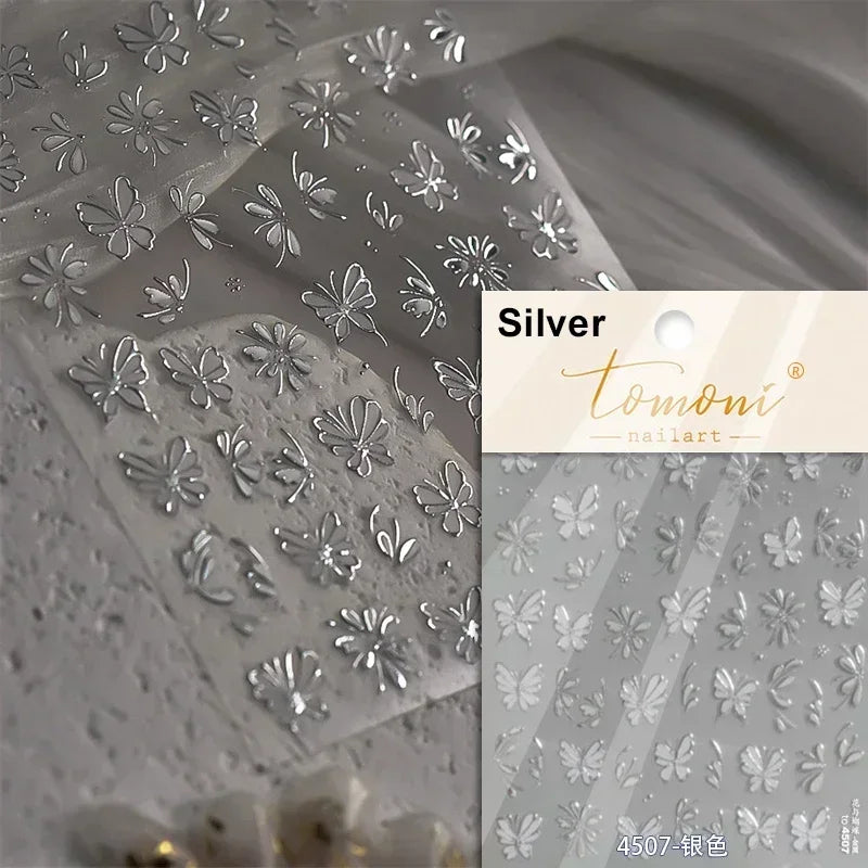 Shiny Jelly Butterfly 5D nail art sticker with rhinestones and insect design for DIY manicure decoration by Blushimmer.