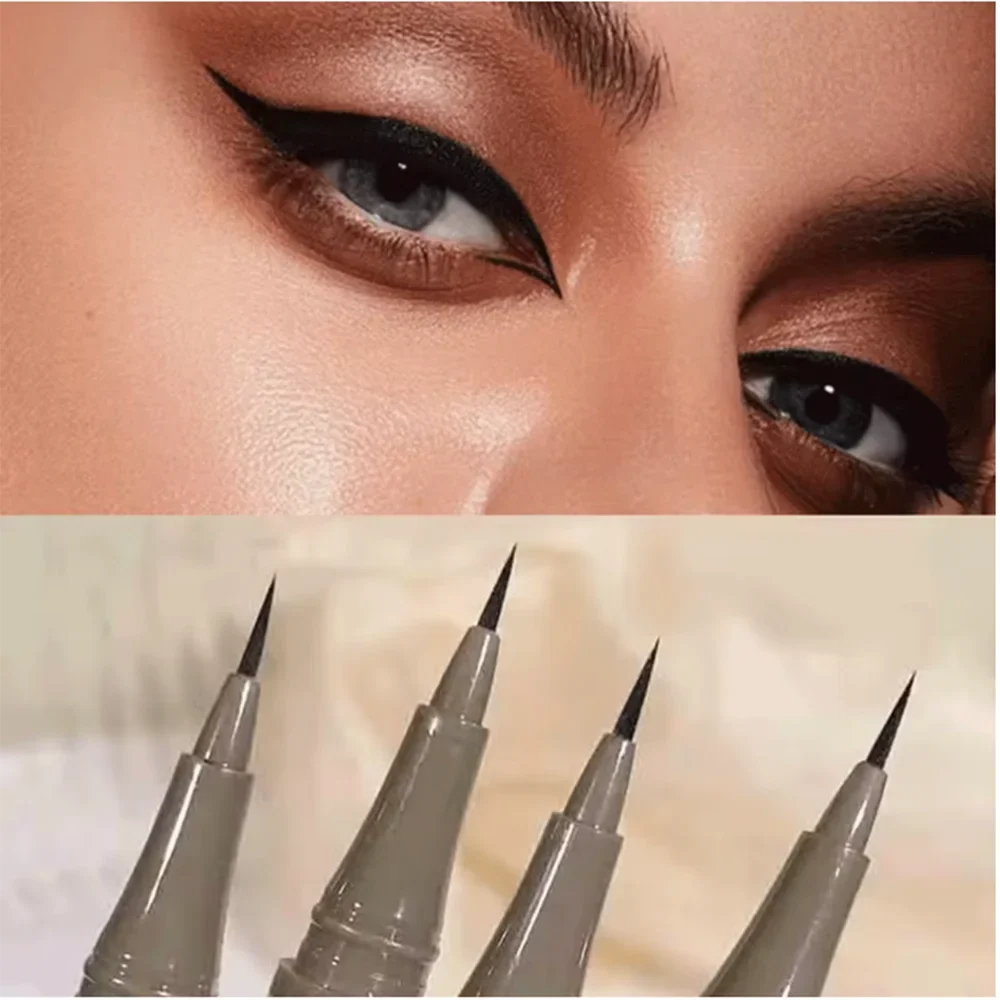 Black waterproof liquid eyeliner pen with fine tip from Blushimmer, ideal for precise, long-lasting eye makeup.