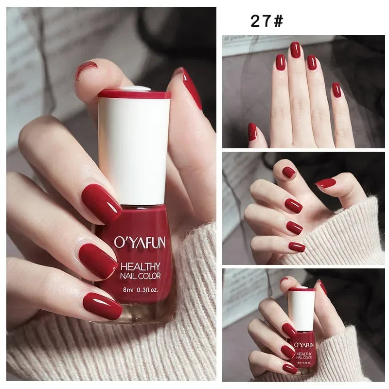 Blushimmer 8ml matte waterproof nail polish with glitter sequins, quick-dry, no-bake, UV safe, suitable for nail art.
