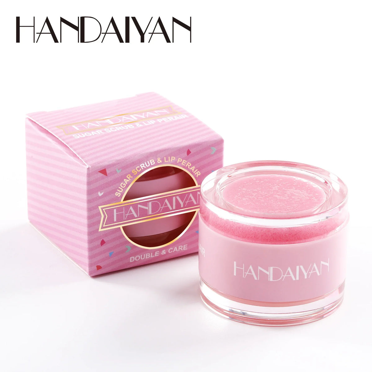 Blushimmer Handaiyan 2-in-1 lip exfoliator and moisturizer sugar scrub, lip repair mask, and balm in a compact container.