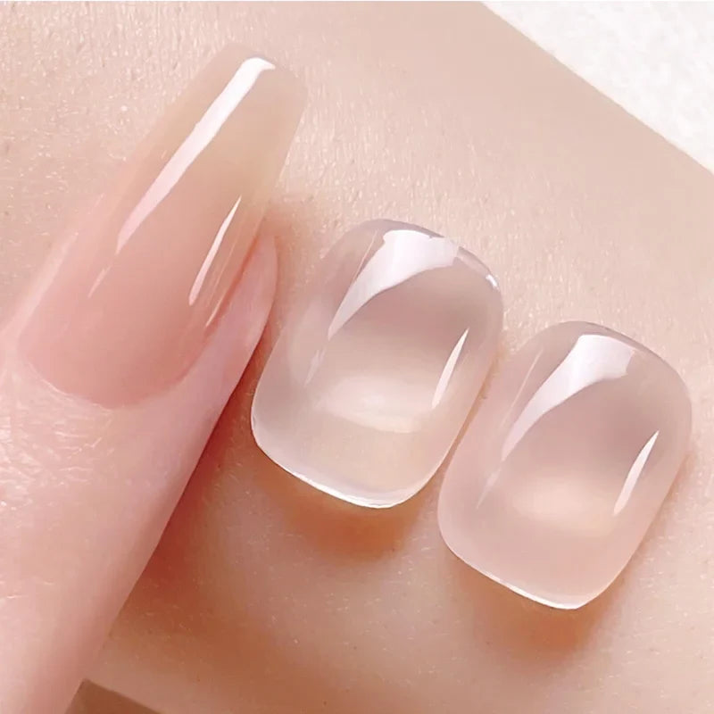Born Pretty Jelly Nude Gel Nail Polish in light pink peach, 10ml, translucent UV-cure gel for DIY nail art at home