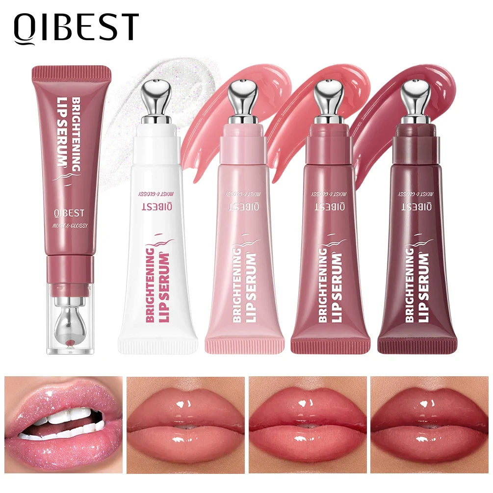 Blushimmer QIBEST Mirror Pearl Lipgloss with shiny, moisturizing finish and glitter accents in a sleek tube.